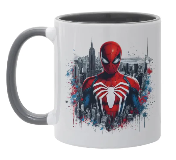 Spiderman City — Κούπα χρωματιστή γκρι, κεραμική, 330ml