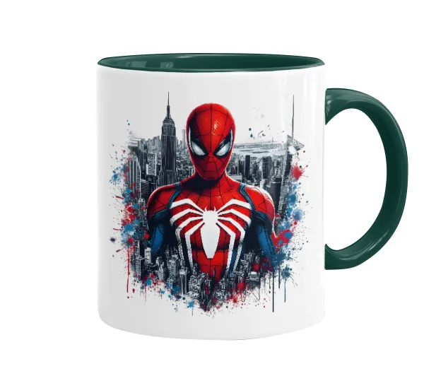 Spiderman City — Κούπα χρωματιστή πράσινη, κεραμική, 330ml
