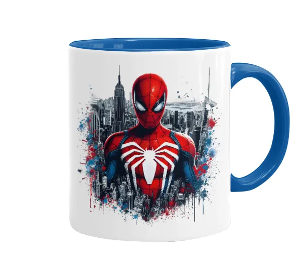 Spiderman City — Κούπα χρωματιστή μπλε, κεραμική, 330ml