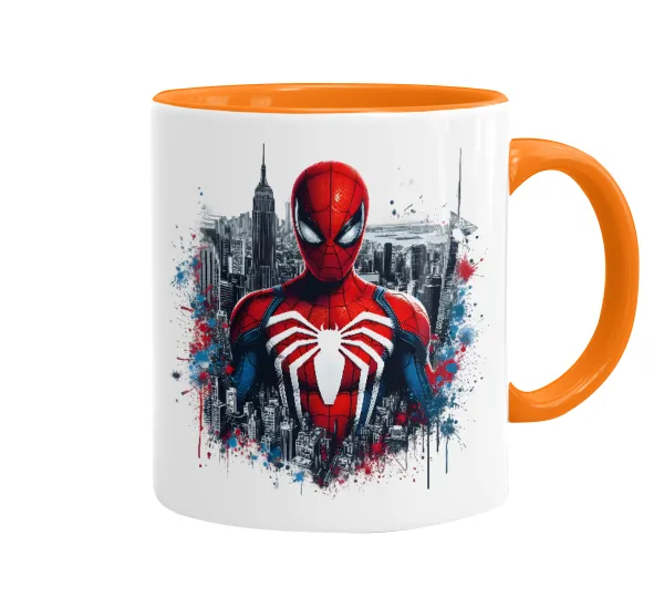 Spiderman City — Κούπα χρωματιστή πορτοκαλί, κεραμική, 330ml