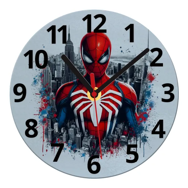 Spiderman City — Ρολόι τοίχου γυάλινο 20cm