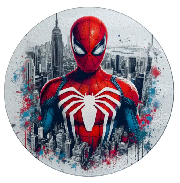 Spiderman City — Επιφάνεια κοπής γυάλινη στρογγυλή (30cm)