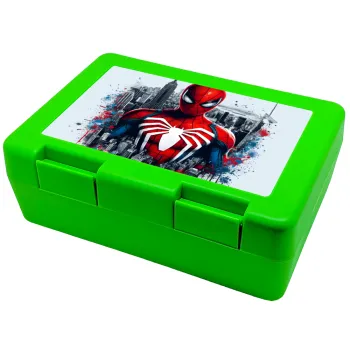 Spiderman City, Παιδικό δοχείο κολατσιού ΠΡΑΣΙΝΟ 185x128x65mm (BPA free πλαστικό)