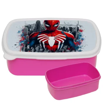 Spiderman City, ΡΟΖ παιδικό δοχείο φαγητού (lunchbox) πλαστικό (BPA-FREE) Lunch Βox M18 x Π13 x Υ6cm