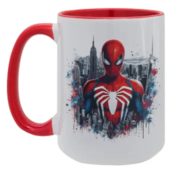 Spiderman City, Κούπα Mega 15oz, κεραμική Κόκκινη, 450ml
