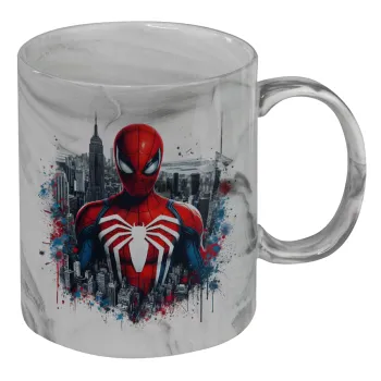 Spiderman City, Mug ceramic marble style, 330ml