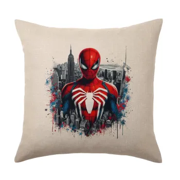 Spiderman City, Μαξιλάρι καναπέ ΛΙΝΟ 40x40cm περιέχεται το  γέμισμα