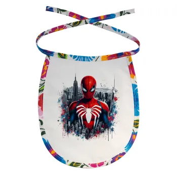 Spiderman City, Σαλιάρα μωρού αλέκιαστη με κορδόνι Χρωματιστή