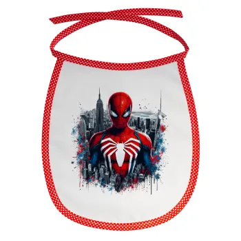 Spiderman City, Σαλιάρα μωρού αλέκιαστη με κορδόνι Κόκκινη