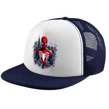 Spiderman City, Children's Soft Trucker Cap with Dark Blue/White Mesh (POLYESTER, CHILDREN, ONE SIZE)