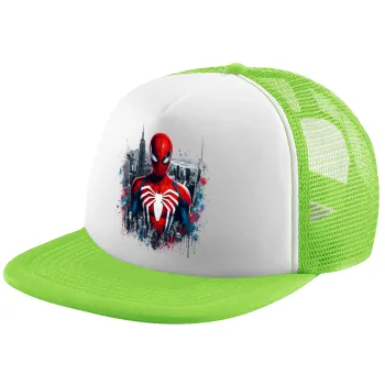 Spiderman City, Καπέλο παιδικό Soft Trucker με Δίχτυ ΠΡΑΣΙΝΟ/ΛΕΥΚΟ (POLYESTER, ΠΑΙΔΙΚΟ, ONE SIZE)