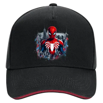 Spiderman City, DRILL Adult Ultimate Hat BLACK/RED, (100% COTTON, ADULT, UNISEX, ONE SIZE)