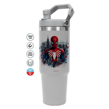 Spiderman City, ΓΚΡΙ χρώματος Θερμός Ανοξείδωτο 890ml (30oz) με χερούλι