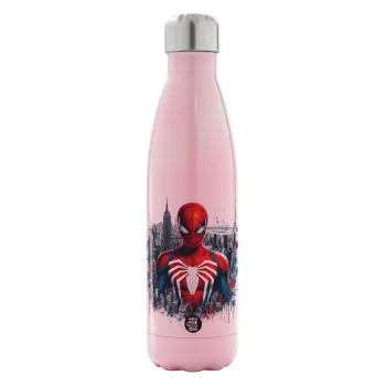 Spiderman City, Metal mug thermos Pink Iridiscent (Stainless steel), double wall, 500ml