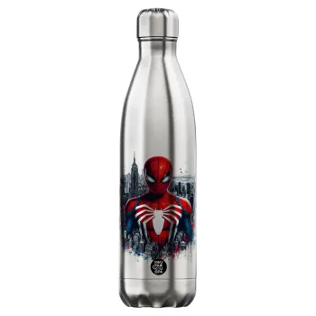 Spiderman City, Μεταλλικό παγούρι θερμός Inox (Stainless steel), διπλού τοιχώματος, 750ml