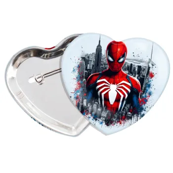 Spiderman City, Κονκάρδα παραμάνα καρδιά (57x52mm)