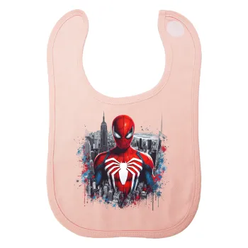 Spiderman City, Σαλιάρα με Σκρατς ΡΟΖ 100% Organic Cotton (0-18 months)