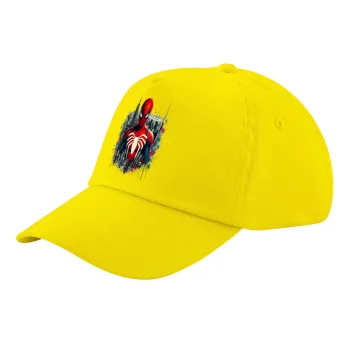 Spiderman City, Child's Baseball Cap, 100% Cotton Twill, Yellow (COTTON, CHILD, UNISEX, ONE SIZE)