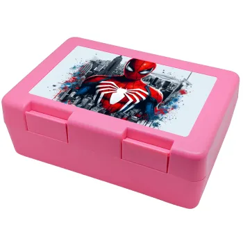 Spiderman City, Παιδικό δοχείο κολατσιού ΡΟΖ 185x128x65mm (BPA free πλαστικό)