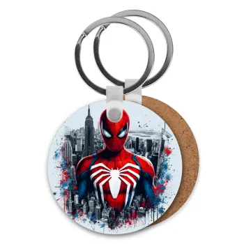 Spiderman City, Μπρελόκ Ξύλινο στρογγυλό MDF Φ5cm