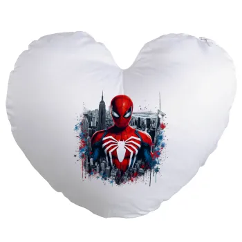 Spiderman City, Μαξιλάρι καναπέ καρδιά 40x40cm περιέχεται το  γέμισμα