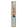 Easter Set, wooden keychain & aromatic flat Easter candle (30cm) (TURQUOISE)