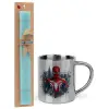 Easter Set, metallic thermal cup (300ml) & aromatic flat Easter candle (30cm) (TURQUOISE)
