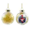 Transparent Christmas tree ball ornament with gold filling 8cm