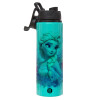 Metallic water bottle with safety lid, 850ml aluminum