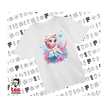 Elsa Princess, Άνετο παιδικό T-Shirt ΛΕΥΚΟ από 100% βαμβάκι, για κάθε μέρα. Vegan & OEKO-TEX πιστοποιημένο.