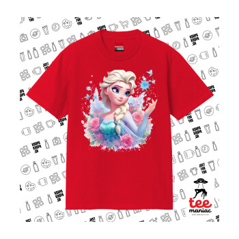 Elsa Princess, Κλασικό T-Shirt, διπλής ραφής, χωρίς πλευρικές ραφές ΚΟΚΚΙΝΟ από 100% βαμβάκι. Vegan & OEKO-TEX πιστοποιημένο.