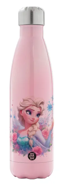 Elsa Princess — Μεταλλικό παγούρι θερμός Ροζ Ιριδίζον (Stainless steel), διπλού τοιχώματος, 500ml