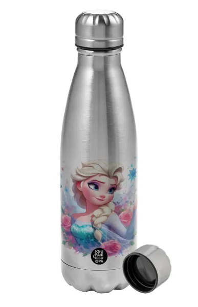 Elsa Princess — Μεταλλικό παγούρι νερού, ανοξείδωτο ατσάλι, 750ml