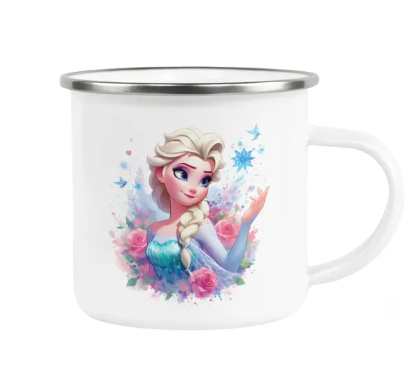 Elsa Princess — Metallic enamel cup white 360ml