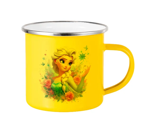 Elsa Princess — Yellow Enamel Metallic Cup 360ml