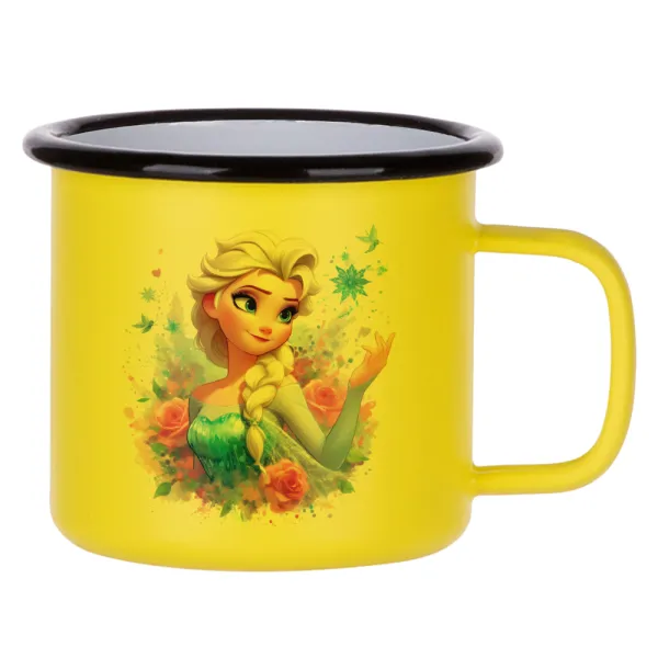 Elsa Princess — Κούπα Μεταλλική εμαγιέ ΜΑΤ Κίτρινη 360ml