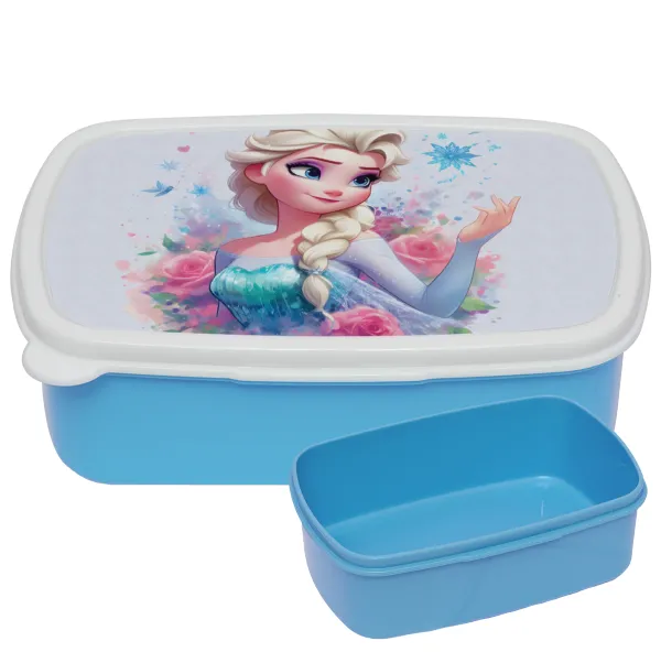 Elsa Princess — ΜΠΛΕ παιδικό δοχείο φαγητού (lunchbox) πλαστικό (BPA-FREE) Lunch Βox M18 x Π13 x Υ6cm