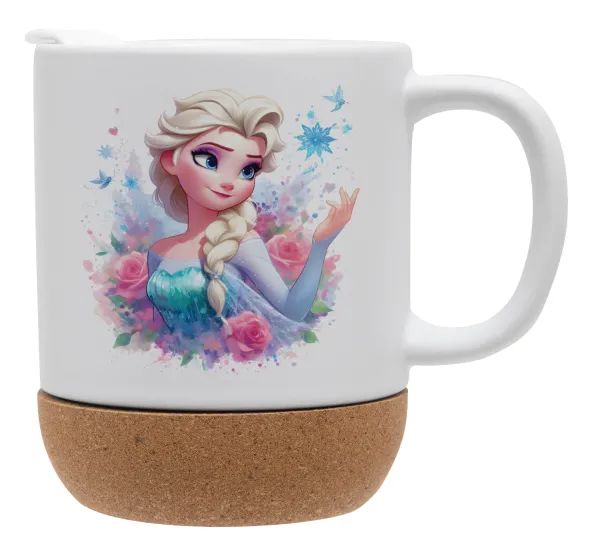 Elsa Princess — Κούπα, κεραμική με βάση φελού και καπάκι (ΜΑΤ), 330ml