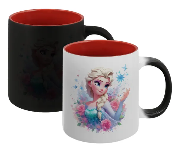 Elsa Princess — Κούπα Μαγική εσωτερικό κόκκινο, κεραμική, 330ml που αλλάζει χρώμα με το ζεστό ρόφημα