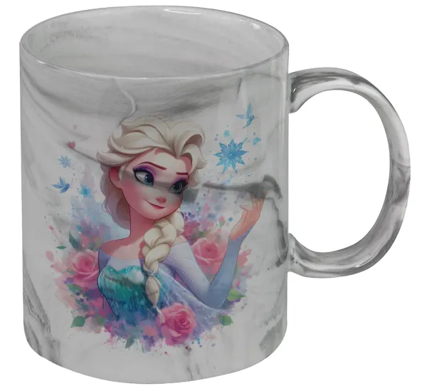Elsa Princess — Κούπα κεραμική, marble style (μάρμαρο), 330ml