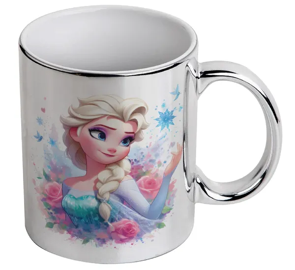 Elsa Princess — Κούπα κεραμική, ασημένια καθρέπτης, 330ml