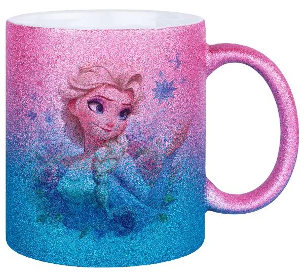 Elsa Princess — Κούπα Χρυσή/Μπλε Glitter, κεραμική, 330ml