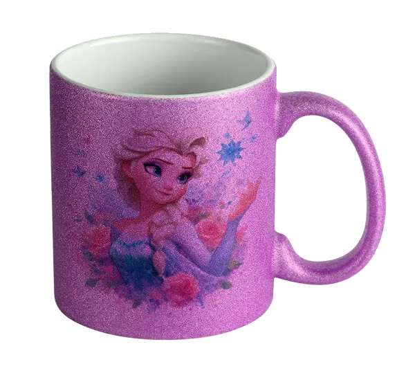Elsa Princess — Κούπα Μωβ Glitter που γυαλίζει, κεραμική, 330ml