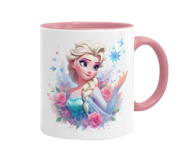 Elsa Princess — Mug colored pink, ceramic, 330ml