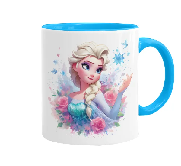 Elsa Princess — Κούπα χρωματιστή γαλάζια, κεραμική, 330ml