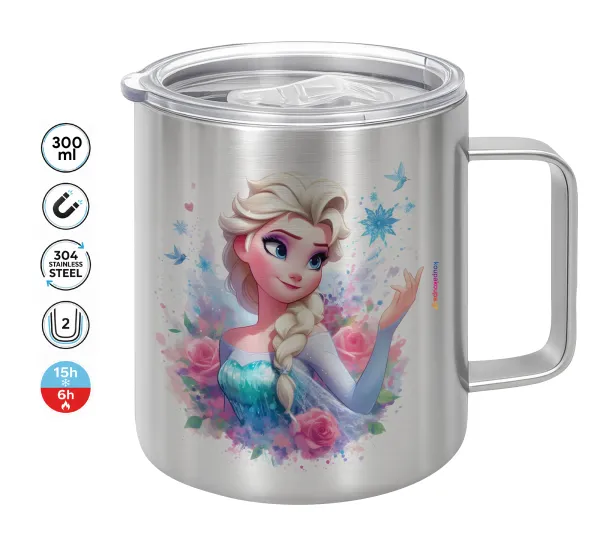 Elsa Princess — Double-walled stainless steel mug 300ml with temperature-retaining lid