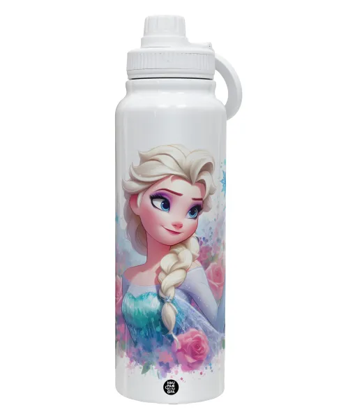 Elsa Princess — 1L Stainless Steel Thermal Bottle with Phone Holder & Double Wall Insulation