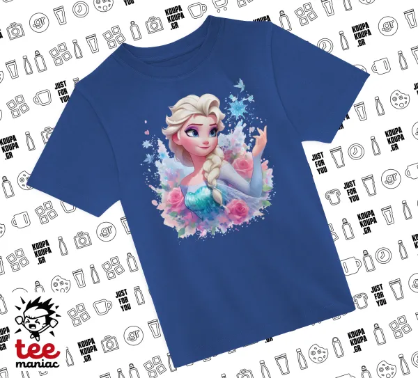 Elsa Princess — ΜΠΛΕ Παιδικό T-Shirt από 100% βαμβάκι, για κάθε μέρα. Vegan & OEKO-TEX πιστοποιημένο.