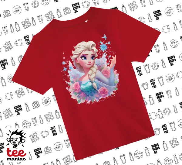 Elsa Princess — RED childrens T-Shirt made of 100% cotton, for every day. Vegan & OEKO-TEX certified.