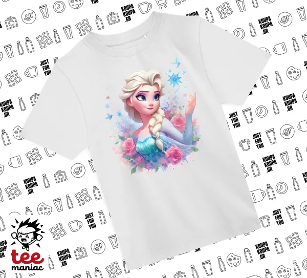 Elsa Princess — ΛΕΥΚΟ Άνετο παιδικό T-Shirt από 100% βαμβάκι, για κάθε μέρα. Vegan & OEKO-TEX πιστοποιημένο.